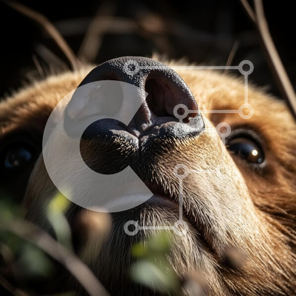 Intra Συλλεκτικό Ξύλινο Παζλ Plywood  4mm - Κοντινό πλάνο της μύτης και του προσώπου μιας αρκούδας Σε Ξύλινο Κουτί - Διαστάσεις: 10x10 cm – 25 κομμάτια