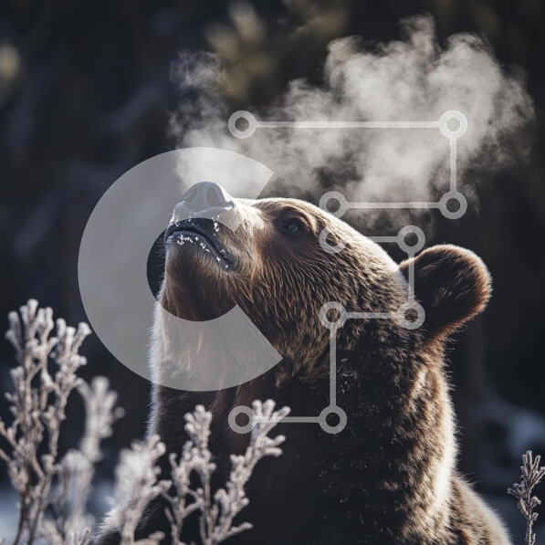 Intra Συλλεκτικό Ξύλινο Παζλ Plywood  4mm - Μεγαλοπρεπής αρκούδα σε ένα χειμερινό τοπίο Σε Ξύλινο Κουτί - Διαστάσεις: 10x10 cm – 25 κομμάτια