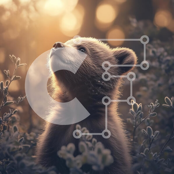 Intra Συλλεκτικό Ξύλινο Παζλ Plywood  4mm - Νεαρό αρκουδάκι σε γαλήνιο φυσικό περιβάλλον Σε Ξύλινο Κουτί - Διαστάσεις: 10x10 cm – 25 κομμάτια