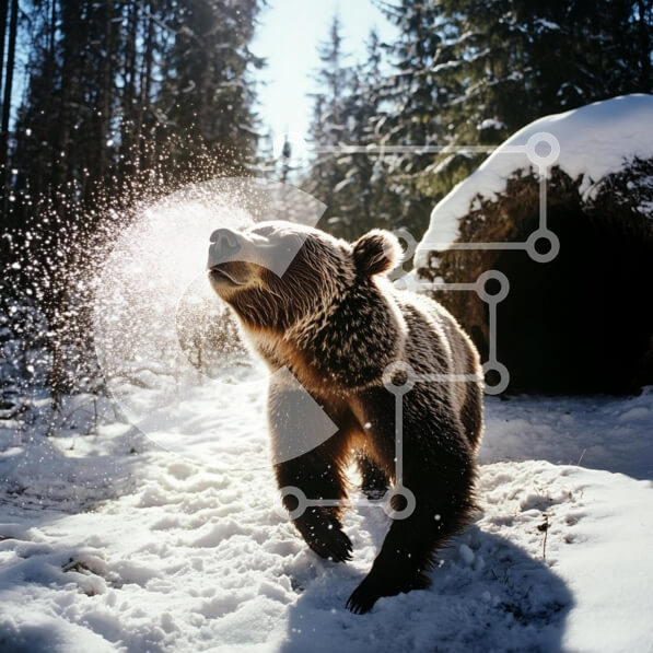 Intra Συλλεκτικό Ξύλινο Παζλ Plywood  4mm - Αρκούδα στο Snowy Forest Σε Ξύλινο Κουτί - Διαστάσεις: 10x10 cm – 25 κομμάτια