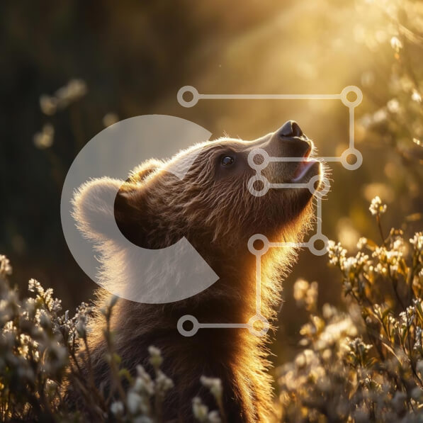 Intra Συλλεκτικό Ξύλινο Παζλ Plywood  4mm - Νεαρή αρκούδα κάτω από το μαλακό φως του ήλιου Σε Ξύλινο Κουτί - Διαστάσεις: 10x10 cm – 25 κομμάτια