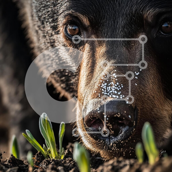 Intra Συλλεκτικό Ξύλινο Παζλ Plywood  4mm - Κοντινό πλάνο μιας αρκούδας που αναζητά τροφή στο έδαφος Σε Ξύλινο Κουτί - Διαστάσεις: 10x10 cm – 25 κομμάτια