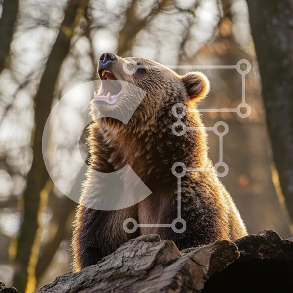 Intra Συλλεκτικό Ξύλινο Παζλ Plywood  4mm - Καφέ αρκούδα που βρυχάται στο δάσος Σε Ξύλινο Κουτί - Διαστάσεις: 10x10 cm – 25 κομμάτια