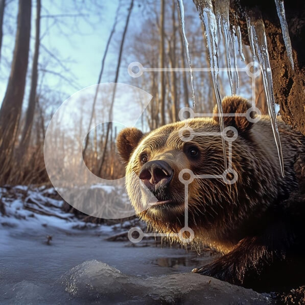 Intra Συλλεκτικό Ξύλινο Παζλ Plywood  4mm - Αρκούδα σε ένα χειμερινό τοπίο Σε Ξύλινο Κουτί - Διαστάσεις: 10x10 cm – 25 κομμάτια