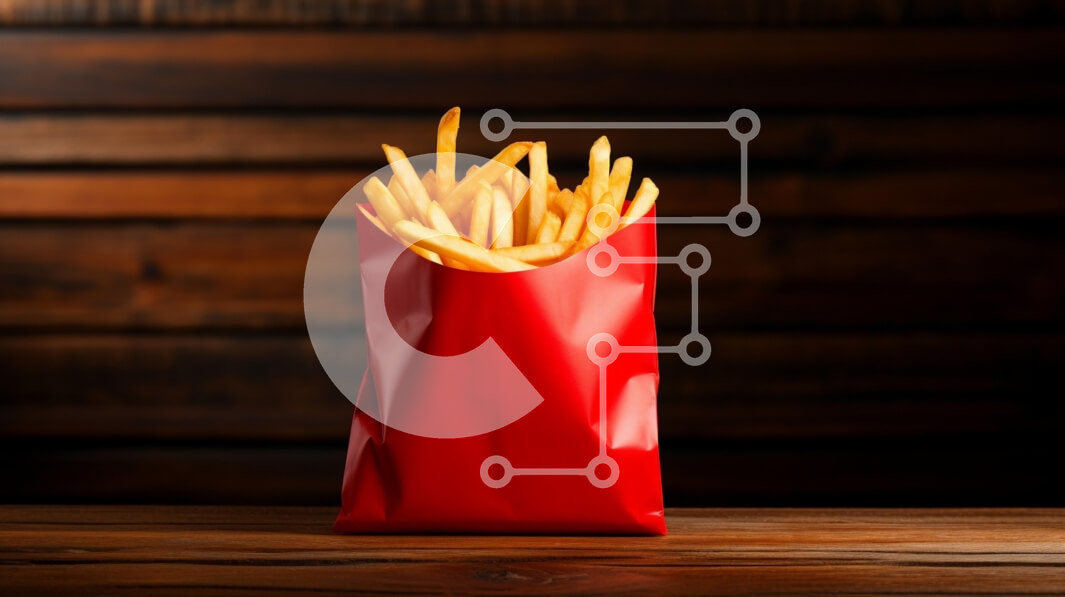 Σετ των 2 Intra Συλλεκτικό Ξύλινο Παζλ Plywood  4mm - Τραγανές τηγανιτές πατάτες σε κόκκινη σακούλα Σε Ξύλινο Κουτί - Διαστάσεις: 10x10 cm – 25 κομμάτια