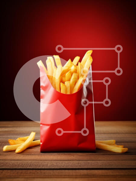 Σετ των 2 Intra Συλλεκτικό Ξύλινο Παζλ Plywood  4mm - Τραγανές τηγανιτές πατάτες σε κόκκινη πατάτα Σε Ξύλινο Κουτί - Διαστάσεις: 10x10 cm – 25 κομμάτια