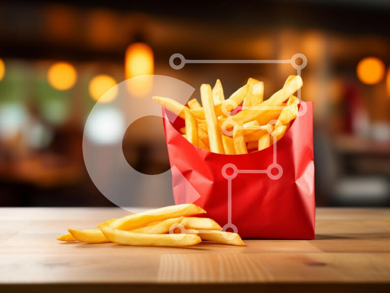 Σετ των 2 Intra Συλλεκτικό Ξύλινο Παζλ Plywood  4mm - Νόστιμες τηγανιτές πατάτες σε κόκκινο δοχείο Σε Ξύλινο Κουτί - Διαστάσεις: 10x10 cm – 25 κομμάτια