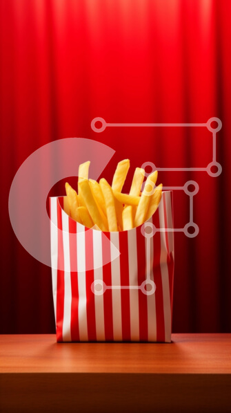 Intra Συλλεκτικό Ξύλινο Παζλ Plywood  4mm - Πατάτες τηγανιτές σε ριγέ δοχείο Σε Ξύλινο Κουτί - Διαστάσεις: 10x10 cm – 25 κομμάτια