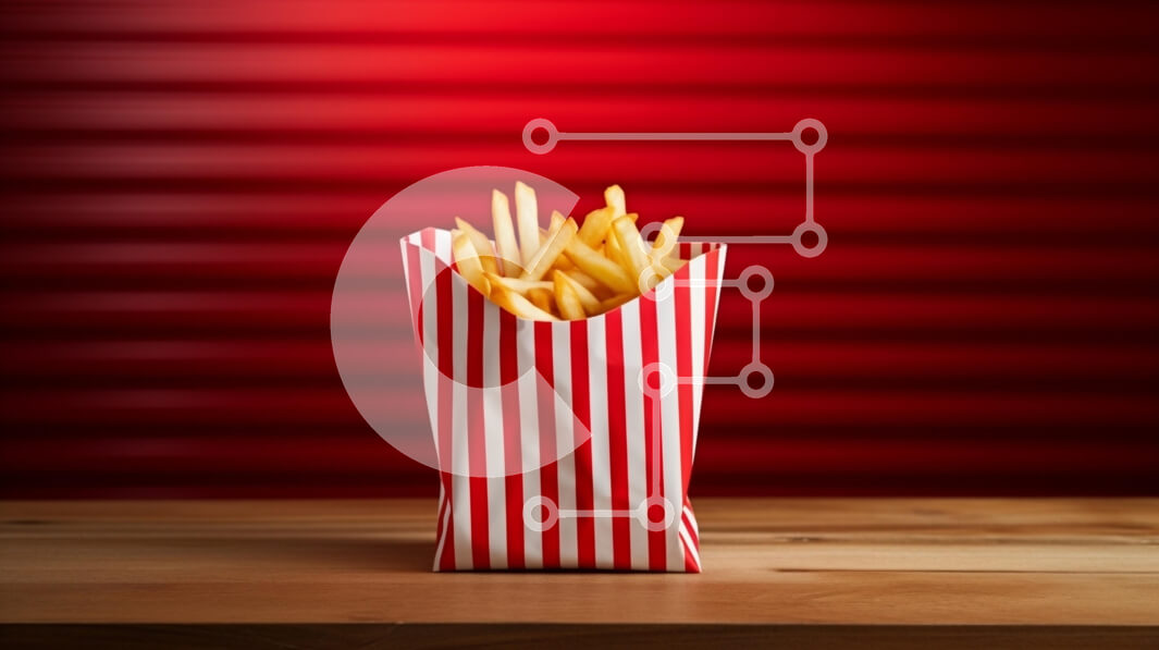 Σετ των 2 Intra Συλλεκτικό Ξύλινο Παζλ Plywood  4mm - Τραγανές τηγανιτές πατάτες σε ριγέ δοχείο Σε Ξύλινο Κουτί - Διαστάσεις: 10x10 cm – 25 κομμάτια