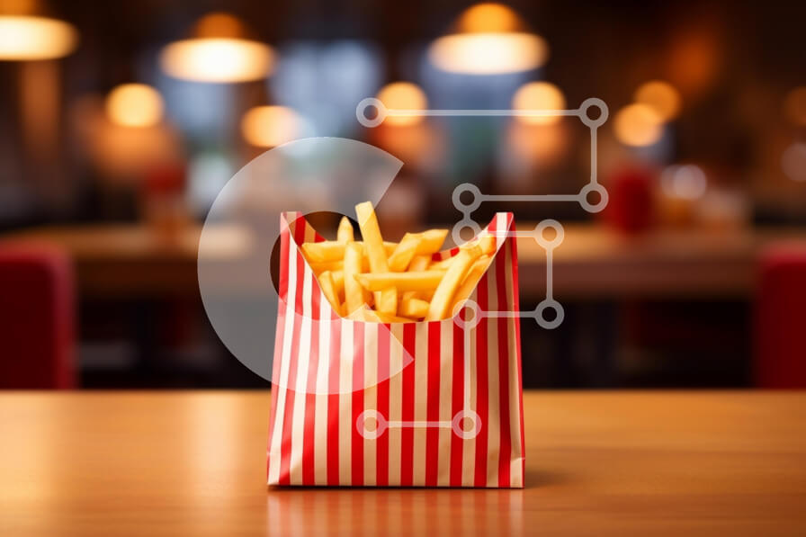 Σετ των 2 Intra Συλλεκτικό Ξύλινο Παζλ Plywood  4mm - Νόστιμες τηγανιτές πατάτες σε ριγέ σακούλα Σε Ξύλινο Κουτί - Διαστάσεις: 10x10 cm – 25 κομμάτια