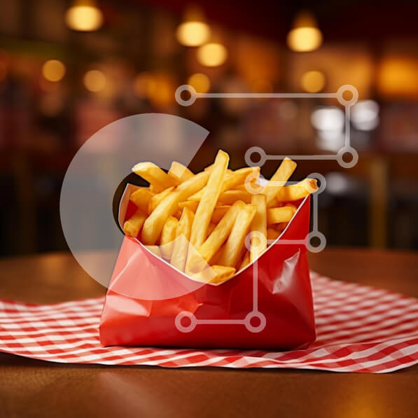 Σετ των 2 Intra Συλλεκτικό Ξύλινο Παζλ Plywood  4mm - Τραγανές τηγανιτές πατάτες σε κόκκινο δοχείο Σε Ξύλινο Κουτί - Διαστάσεις: 10x10 cm – 25 κομμάτια