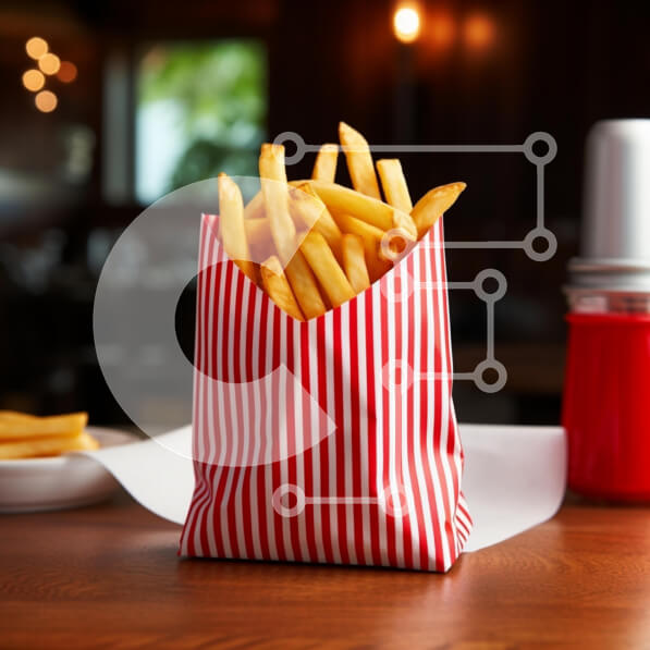 Σετ των 2 Intra Συλλεκτικό Ξύλινο Παζλ Plywood  4mm - Τραγανές τηγανιτές πατάτες σε ριγέ χάρτινη σακούλα Σε Ξύλινο Κουτί - Διαστάσεις: 10x10 cm – 25 κομμάτια