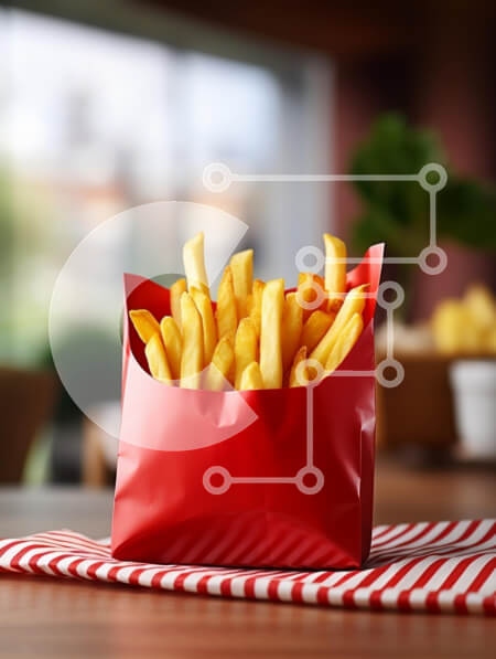 Σετ των 2 Intra Συλλεκτικό Ξύλινο Παζλ Plywood  4mm - Πατάτες τηγανιτές σε ένα κόκκινο δοχείο σε πακέτο Σε Ξύλινο Κουτί - Διαστάσεις: 10x10 cm – 25 κομμάτια