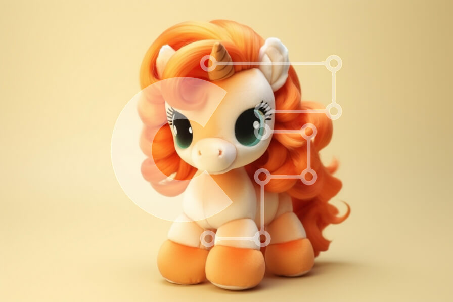 Intra Συλλεκτικό Ξύλινο Παζλ Plywood  4mm - Γοητευτικό Πορτοκαλί Λούτρινο Παιχνίδι Μονόκερος Σε Ξύλινο Κουτί - Διαστάσεις Puzzle: 10x10 cm – 25 κομμάτια