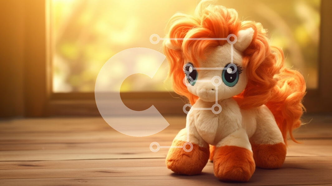 Intra Συλλεκτικό Ξύλινο Παζλ Plywood  4mm - Λούτρινο παιχνίδι πόνυ με πορτοκαλί χαίτη Σε Ξύλινο Κουτί - Διαστάσεις: 10x10 cm – 25 κομμάτια