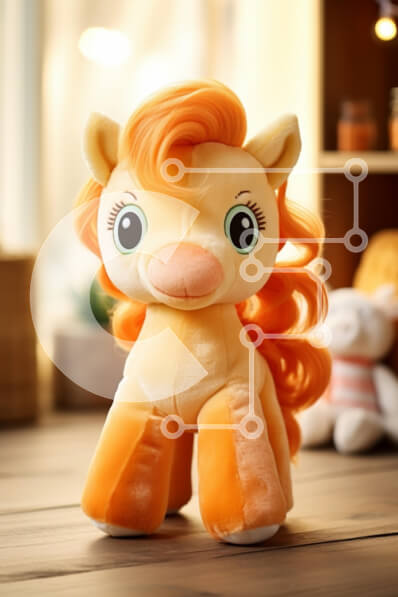 Intra Συλλεκτικό Ξύλινο Παζλ Plywood  4mm - Λούτρινο παιχνίδι πόνυ με πορτοκαλί μαλλιά Σε Ξύλινο Κουτί - Διαστάσεις: 10x10 cm – 25 κομμάτια