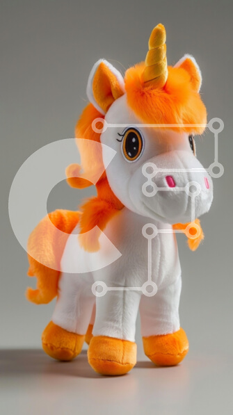 Intra Συλλεκτικό Ξύλινο Παζλ Plywood  4mm - Λούτρινο παιχνίδι μονόκερος με πορτοκαλί τόνους Σε Ξύλινο Κουτί - Διαστάσεις: 10x10 cm – 25 κομμάτια