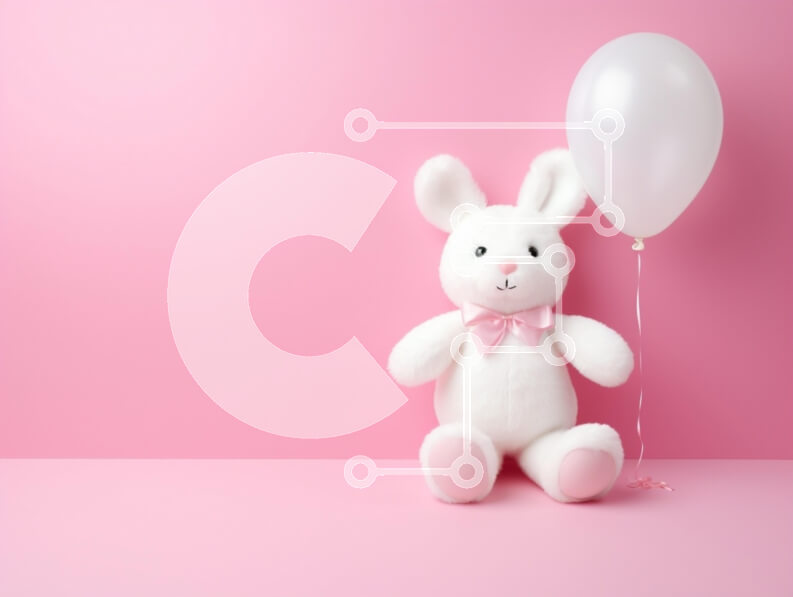 Intra Συλλεκτικό Ξύλινο Παζλ Plywood  4mm - Χαριτωμένο λευκό γεμιστό λαγουδάκι με ένα μπαλόνι Σε Ξύλινο Κουτί - Διαστάσεις Puzzle: 10x10 cm – 25 κομμάτια