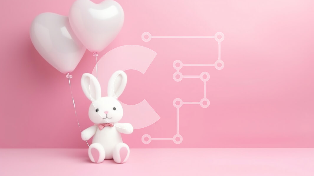 Intra Συλλεκτικό Ξύλινο Παζλ Plywood  4mm - Χαριτωμένο βελούδινο κουνέλι με μπαλόνια καρδιά σε ροζ φόντο Σε Ξύλινο Κουτί - Διαστάσεις Puzzle: 10x10 cm – 25 κομμάτια