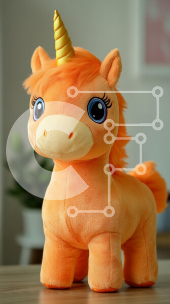 Intra Συλλεκτικό Ξύλινο Παζλ Plywood  4mm - Χαριτωμένο πορτοκαλί βελούδινο παιχνίδι μονόκερος Σε Ξύλινο Κουτί - Διαστάσεις: 10x10 cm – 25 κομμάτια