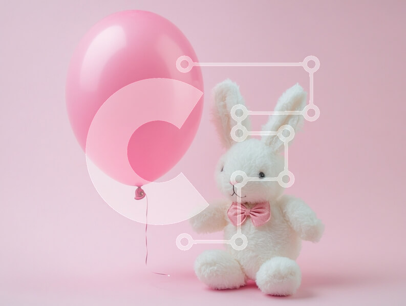 Intra Συλλεκτικό Ξύλινο Παζλ Plywood  4mm - Χαριτωμένο λαγουδάκι με ροζ μπαλόνι Σε Ξύλινο Κουτί - Διαστάσεις Puzzle: 10x10 cm – 25 κομμάτια