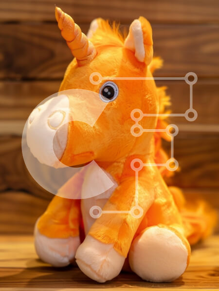 Intra Συλλεκτικό Ξύλινο Παζλ Plywood  4mm - Πορτοκαλί Λούτρινο Παιχνίδι Μονόκερος Σε Ξύλινο Κουτί - Διαστάσεις: 10x10 cm – 25 κομμάτια