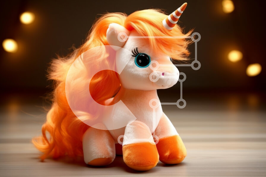 Intra Συλλεκτικό Ξύλινο Παζλ Plywood  4mm - Λούτρινο παιχνίδι μονόκερος με πορτοκαλί μαλλιά Σε Ξύλινο Κουτί - Διαστάσεις: 10x10 cm – 25 κομμάτια