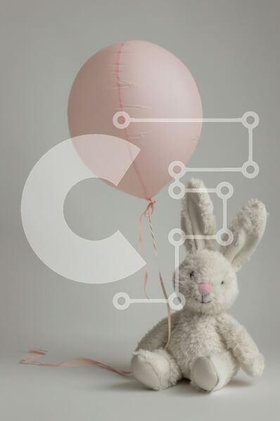 Intra Συλλεκτικό Ξύλινο Παζλ Plywood  4mm - Χαριτωμένο γεμιστό κουνελάκι με ροζ μπαλόνι Σε Ξύλινο Κουτί - Διαστάσεις Puzzle: 10x10 cm – 25 κομμάτια