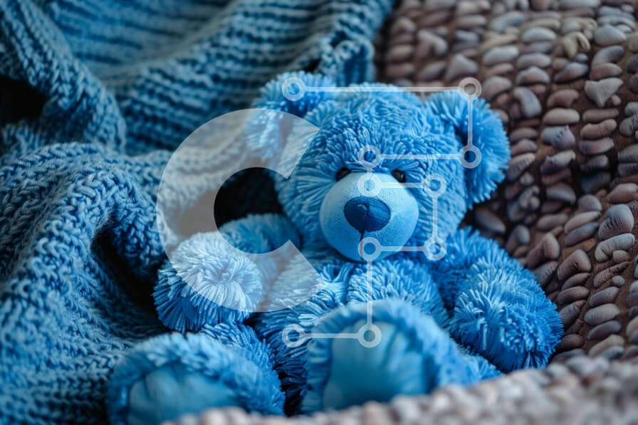 Intra Συλλεκτικό Ξύλινο Παζλ Plywood  4mm - Μπλε αρκουδάκι σε μια άνετη κουβέρτα Σε Ξύλινο Κουτί - Διαστάσεις: 10x10 cm – 25 κομμάτια