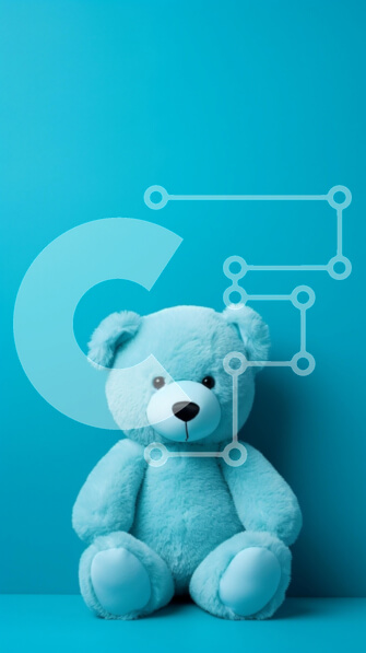 Intra Συλλεκτικό Ξύλινο Παζλ Plywood  4mm - Ανοιχτό μπλε αρκουδάκι σε φόντο τιρκουάζ Σε Ξύλινο Κουτί - Διαστάσεις: 10x10 cm – 25 κομμάτια