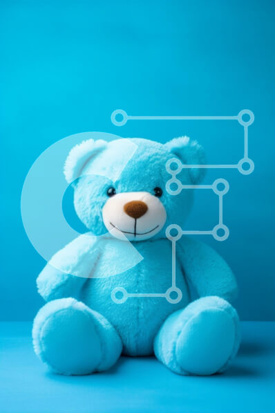 Intra Συλλεκτικό Ξύλινο Παζλ Plywood  4mm - Χαριτωμένο μπλε αρκουδάκι σε μπλε φόντο Σε Ξύλινο Κουτί - Διαστάσεις: 10x10 cm – 25 κομμάτια