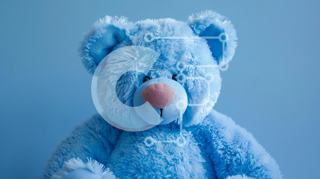 Intra Συλλεκτικό Ξύλινο Παζλ Plywood  4mm - Χνουδωτό μπλε αρκουδάκι σε μπλε φόντο Σε Ξύλινο Κουτί - Διαστάσεις: 10x10 cm – 25 κομμάτια