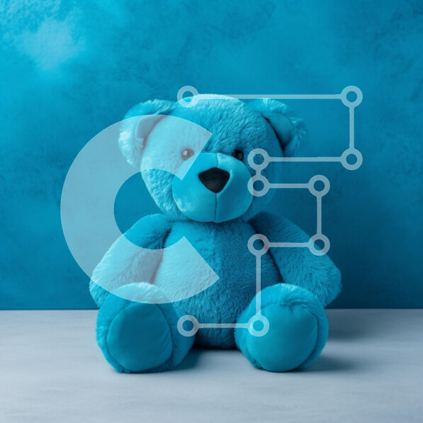 Intra Συλλεκτικό Ξύλινο Παζλ Plywood  4mm - Χαριτωμένο μπλε αρκουδάκι σε φόντο τιρκουάζ Σε Ξύλινο Κουτί - Διαστάσεις: 10x10 cm – 25 κομμάτια