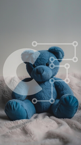 Intra Συλλεκτικό Ξύλινο Παζλ Plywood  4mm - Μπλε αρκουδάκι σε μαλακή κουβέρτα Σε Ξύλινο Κουτί - Διαστάσεις: 10x10 cm – 25 κομμάτια