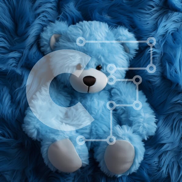 Intra Συλλεκτικό Ξύλινο Παζλ Plywood  4mm - Μπλε αρκουδάκι σε χνουδωτό φόντο Σε Ξύλινο Κουτί - Διαστάσεις: 10x10 cm – 25 κομμάτια