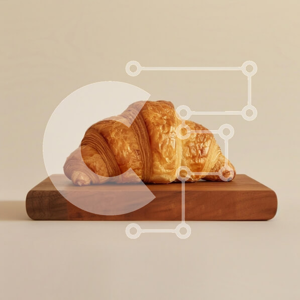 Σετ των 2 Intra Συλλεκτικό Ξύλινο Παζλ Plywood  4mm - Χρυσό κρουασάν σε ξύλινη σανίδα κοπής Σε Ξύλινο Κουτί - Διαστάσεις: 10x10 cm – 25 κομμάτια