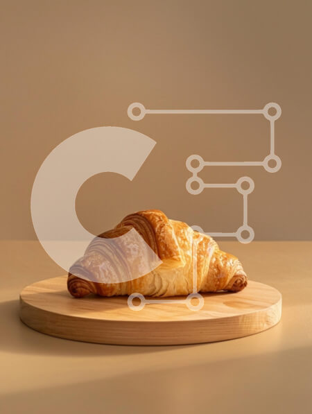 Σετ των 2 Intra Συλλεκτικό Ξύλινο Παζλ Plywood  4mm - Χρυσό κρουασάν σε ξύλινη πιατέλα Σε Ξύλινο Κουτί - Διαστάσεις: 10x10 cm – 25 κομμάτια