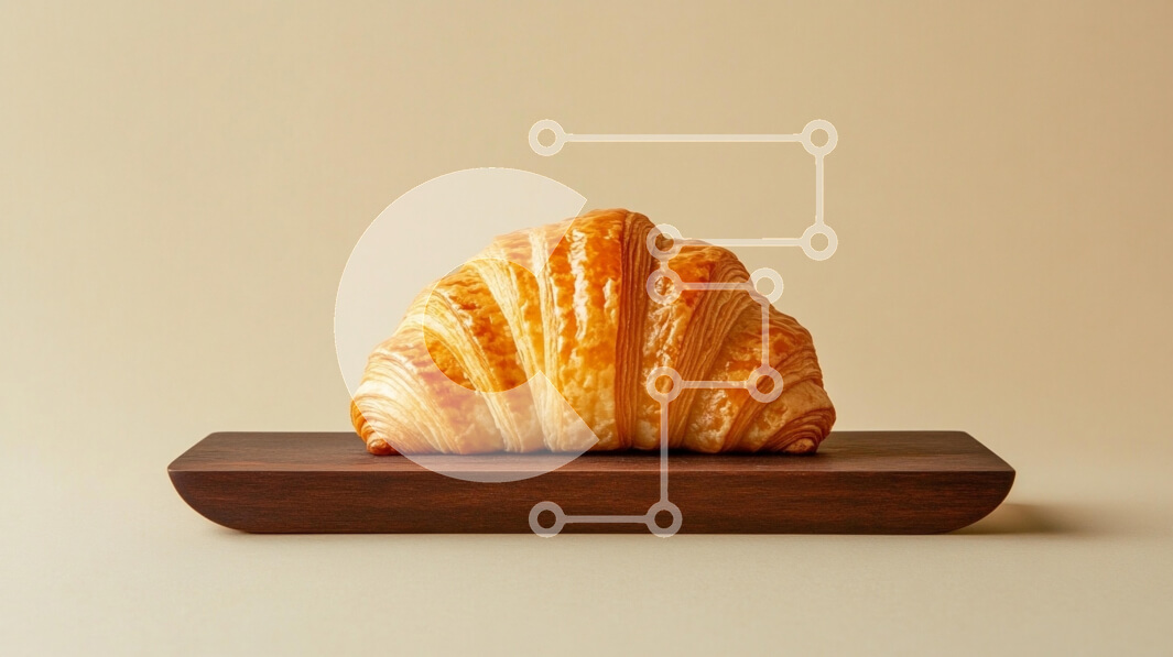 Σετ των 2 Intra Συλλεκτικό Ξύλινο Παζλ Plywood  4mm - Κρουασάν σε ξύλινο πιάτο Σε Ξύλινο Κουτί - Διαστάσεις: 10x10 cm – 25 κομμάτια