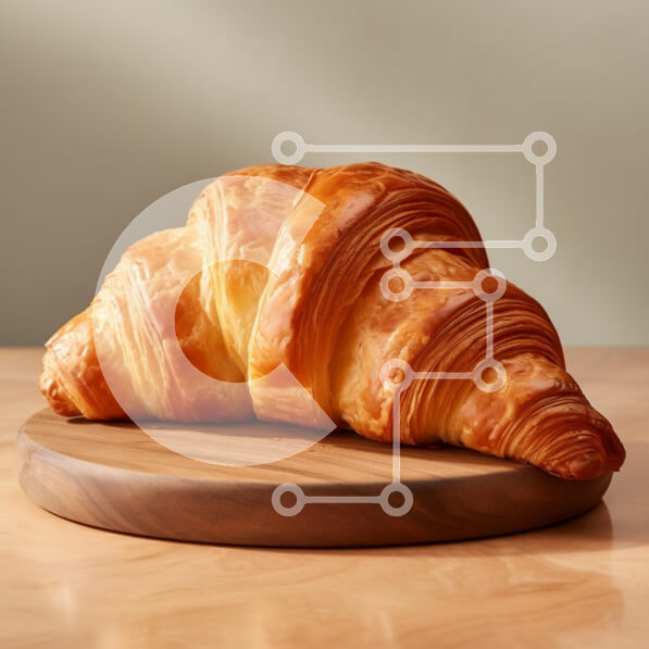 Σετ των 2 Intra Συλλεκτικό Ξύλινο Παζλ Plywood  4mm - Φρεσκοψημένο κρουασάν σε ξύλινη σανίδα Σε Ξύλινο Κουτί - Διαστάσεις: 10x10 cm – 25 κομμάτια