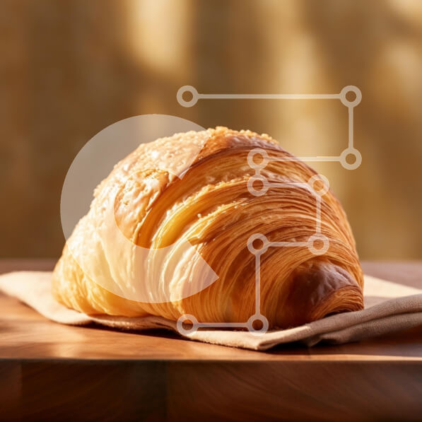 Σετ των 2 Intra Συλλεκτικό Ξύλινο Παζλ Plywood  4mm - Φρεσκοψημένο κρουασάν σε ύφασμα Σε Ξύλινο Κουτί - Διαστάσεις: 10x10 cm – 25 κομμάτια