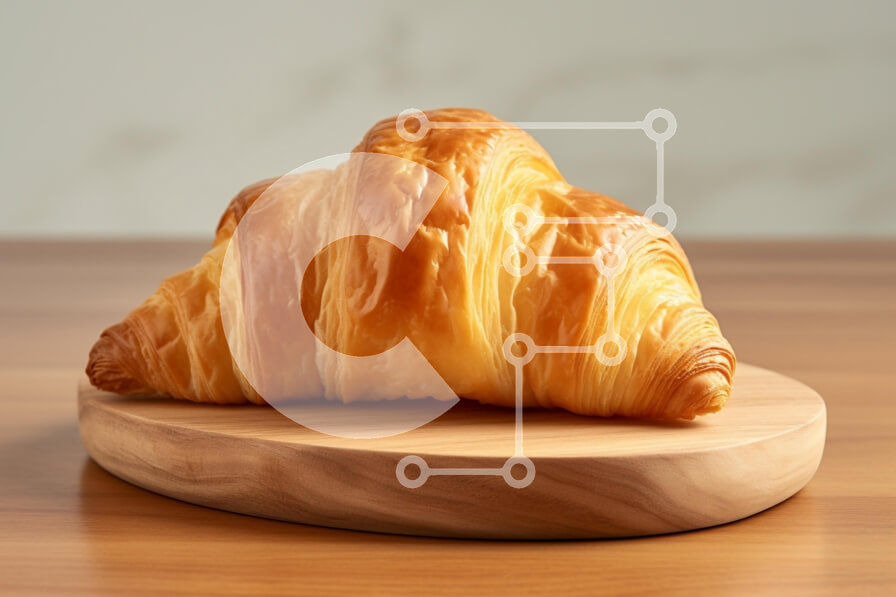 Σετ των 2 Intra Συλλεκτικό Ξύλινο Παζλ Plywood  4mm - Νόστιμο κρουασάν σε ξύλινη σανίδα Σε Ξύλινο Κουτί - Διαστάσεις: 10x10 cm – 25 κομμάτια