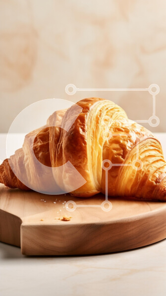 Intra Συλλεκτικό Ξύλινο Παζλ Plywood  4mm - Φρεσκοψημένο κρουασάν σε ξύλινη σανίδα κοπής Σε Ξύλινο Κουτί - Διαστάσεις: 10x10 cm – 25 κομμάτια