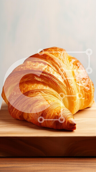 Intra Συλλεκτικό Ξύλινο Παζλ Plywood  4mm - Φρεσκοψημένο κρουασάν σε ξύλινη σανίδα Σε Ξύλινο Κουτί - Διαστάσεις: 10x10 cm – 25 κομμάτια