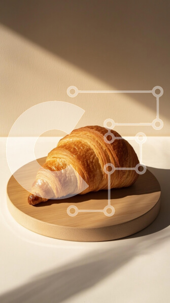 Intra Συλλεκτικό Ξύλινο Παζλ Plywood  4mm - Χρυσό κρουασάν σε ξύλινη πιατέλα Σε Ξύλινο Κουτί - Διαστάσεις: 10x10 cm – 25 κομμάτια