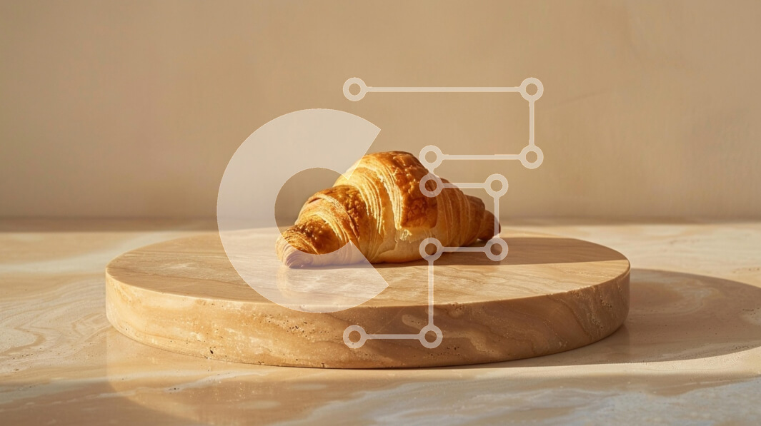 Σετ των 2 Intra Συλλεκτικό Ξύλινο Παζλ Plywood  4mm - Φρέσκο ​​κρουασάν σε μαρμάρινη πιατέλα Σε Ξύλινο Κουτί - Διαστάσεις: 10x10 cm – 25 κομμάτια