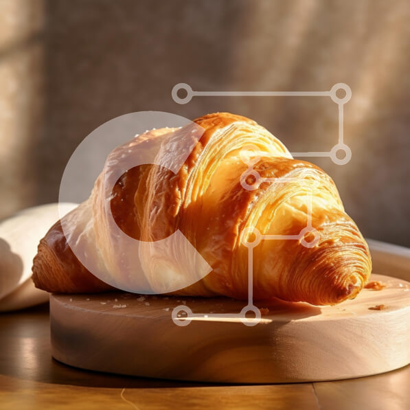 Σετ των 2 Intra Συλλεκτικό Ξύλινο Παζλ Plywood  4mm - Φρέσκο ​​κρουασάν σε ξύλινη σανίδα Σε Ξύλινο Κουτί - Διαστάσεις: 10x10 cm – 25 κομμάτια