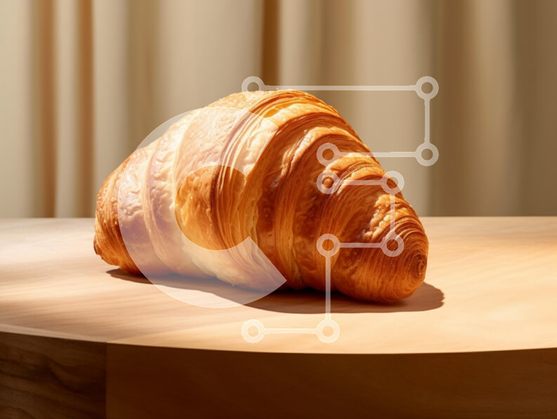 Σετ των 2 Intra Συλλεκτικό Ξύλινο Παζλ Plywood  4mm - Κρουασάν σε ξύλινη επιφάνεια Σε Ξύλινο Κουτί - Διαστάσεις: 10x10 cm – 25 κομμάτια