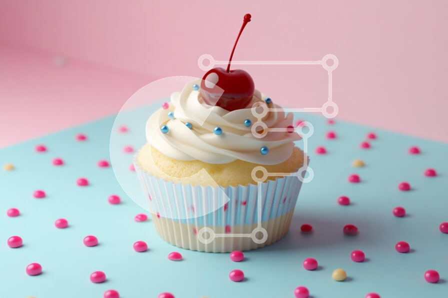 Σετ των 2 Intra Συλλεκτικό Ξύλινο Παζλ Plywood  4mm - Πολύχρωμο Cupcake με Cherry Topping Σε Ξύλινο Κουτί - Διαστάσεις: 10x10 cm – 25 κομμάτια