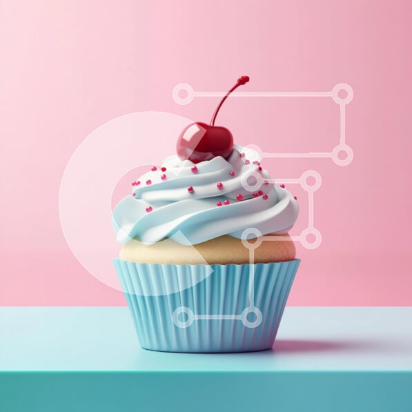 Σετ των 2 Intra Συλλεκτικό Ξύλινο Παζλ Plywood  4mm - Cupcake με Blue Frosting και Cherry Σε Ξύλινο Κουτί - Διαστάσεις: 10x10 cm – 25 κομμάτια