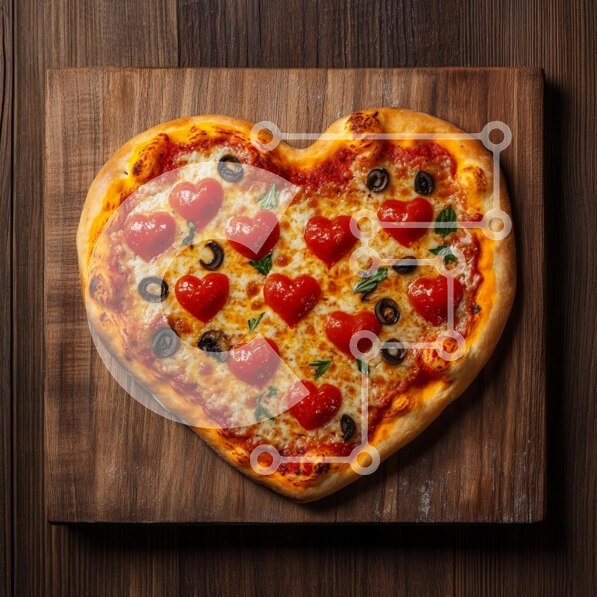 Σετ των 2 Intra Συλλεκτικό Ξύλινο Παζλ Plywood  4mm - Πίτσα σε σχήμα καρδιάς σε ξύλινη σανίδα κοπής Σε Ξύλινο Κουτί - Διαστάσεις: 10x10 cm – 25 κομμάτια